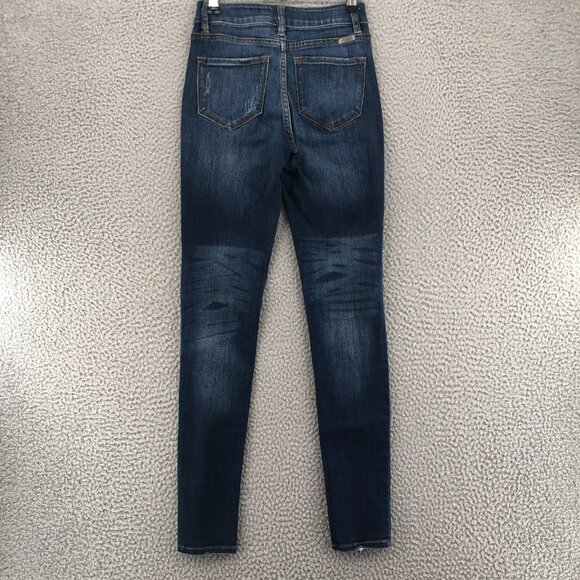 KanCan Jeans Womens 24 Blue Curvy Button Fly Skinny Distressed Medium Wash Denim - Picture 3 of 12